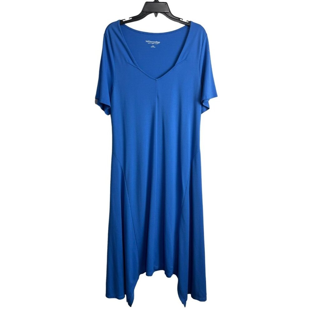 Soft Surroundings Blue Handkerchief Hem Long Midi Dress Large